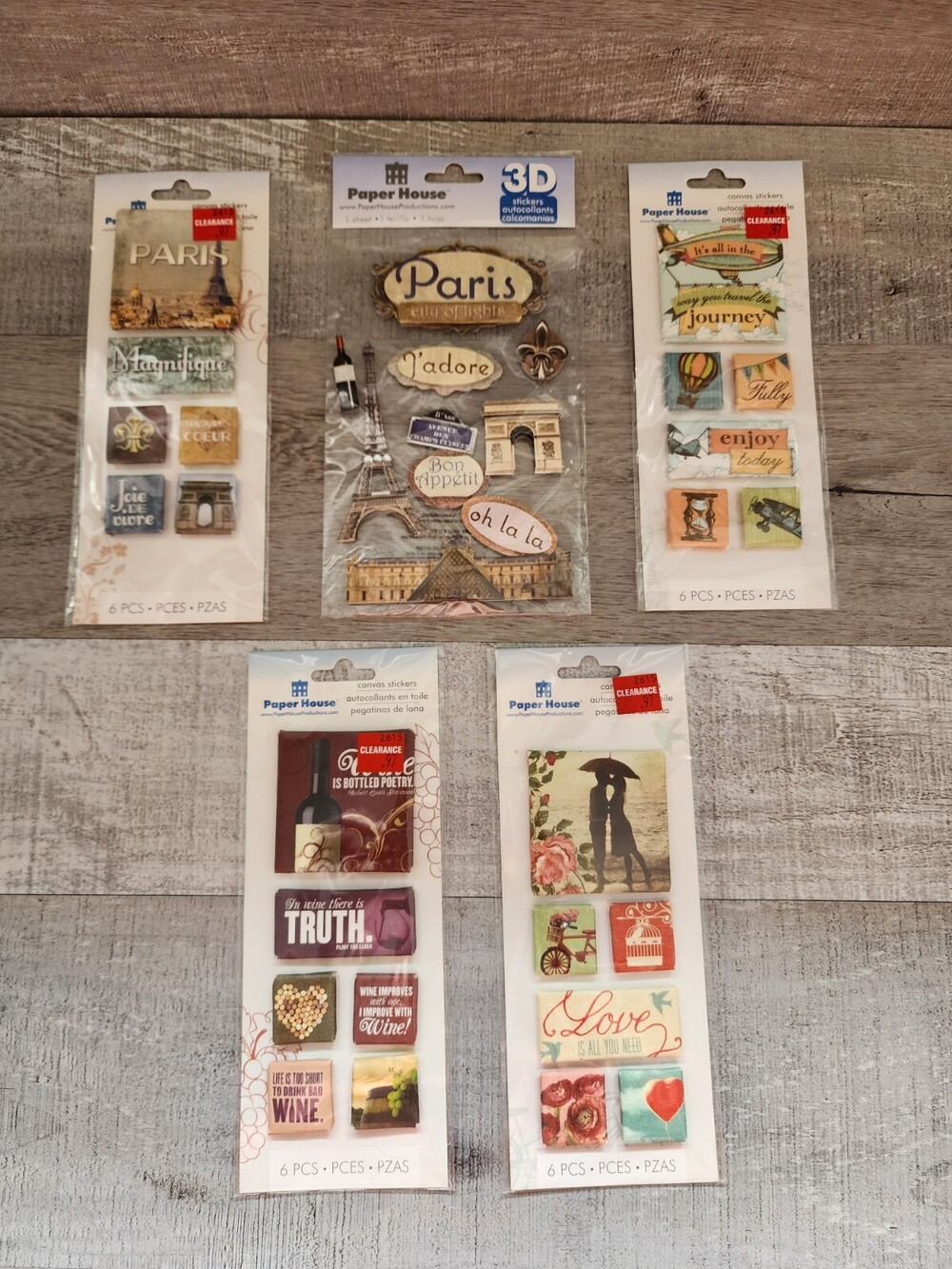 Scrapbooking 3D Canvas Stickers Love Paris France Wine Journey RETIRED - NEW #35